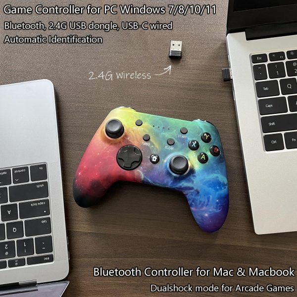 WZUICOV Controlador de juegos Bluetooth para iPhone, iPad, Android, PC, Mac, TV Box, Tesla, Switch, Apple Arcade y juegos en la nube con USB inalámbrico, adaptador de CA, clip para teléfono - Imagen 5