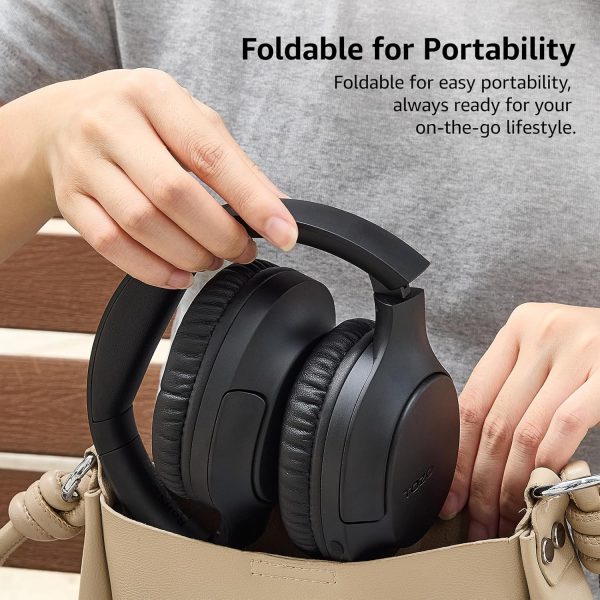 TOZO Auriculares Bluetooth 5.4, micrófono con cancelación de ruido de llamada ENC, auriculares inalámbricos plegables, reproducción de 70 horas, sonido estéreo de graves profundos, ecualizador personalizable mediante botón y aplicación, para viajes y hogar, actualizado - Imagen 6