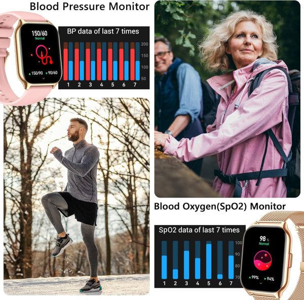 Smart Watch for Women Men(Dial/Answer Calls), 2.0" Fitness Tracker Watch with Heart Rate/Blood Pressure/Blood Oxygen Monitor for Android iOS - Imagen 4