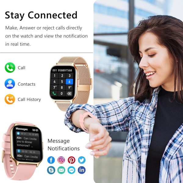 Smart Watch for Women Men(Dial/Answer Calls), 2.0" Fitness Tracker Watch with Heart Rate/Blood Pressure/Blood Oxygen Monitor for Android iOS - Imagen 3