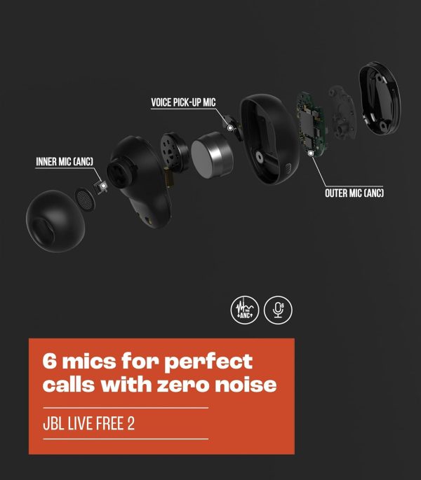 JBL Live Free 2 - True Wireless Noise Cancelling Earbuds, Up to 35hrs of Playtime, 6 mics for Perfect Calls with Zero Noise, IPX5 Waterproof, Oval Tubes for Better Comfort, Isolation, & bass (Blue) - Imagen 7