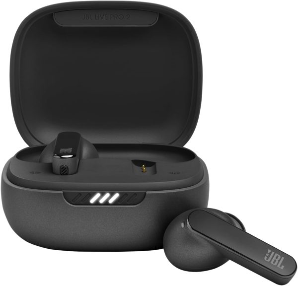 JBL Live Pro 2 - True Wireless Noise Cancelling Earbuds, up to 40 Hours of Playback with Wireless Charging, 6 mics for Perfect Calls, Touch & Voice Control, IPX5 Water Resistant (Black)