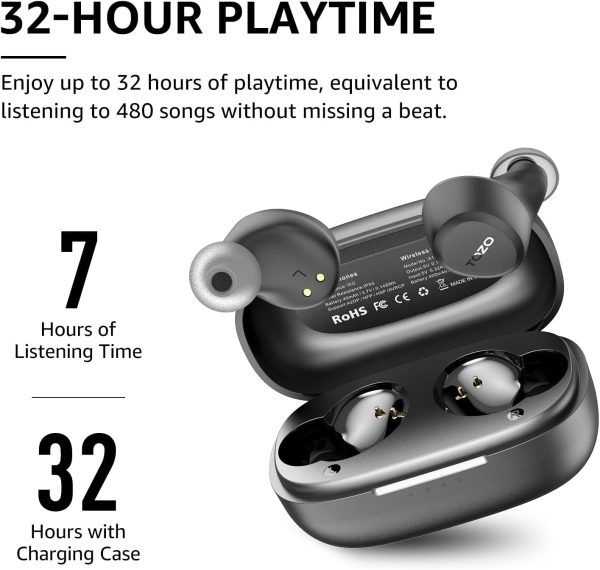 TOZO A1 Wireless Earbuds Bluetooth 5.3 Light Weight in Ear IPX5 Waterproof Headphones 2 Mic for AI Calls, Immersive Premium Sound Bass Headset with Charging Case, 32 Presets EQ Customization via App - Imagen 6