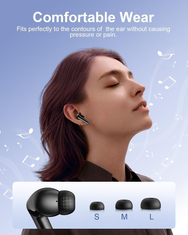 Wireless Earbuds Bluetooth Headphones, Ear Buds with Deep Bass, 40H Long Playtime, Power Display, IPX7 Waterproof in Ear Earphone with Mic for Phone Tablet Sports Workout, Black - Imagen 6