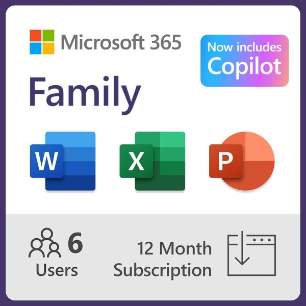 Microsoft 365 Family | 12-Month Subscription, Up to 6 People | Word, Excel, PowerPoint | 1TB OneDrive Cloud Storage | PC/MAC Instant Download | Activation Required