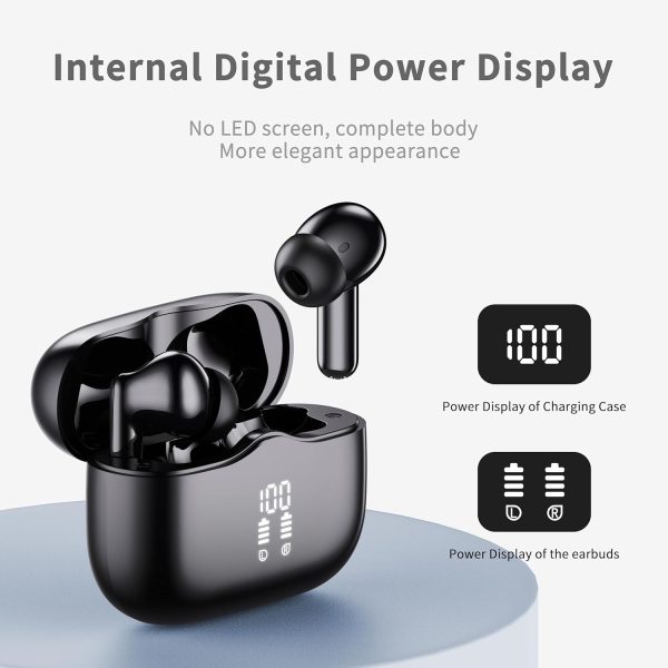 Wireless Earbuds, Bluetooth 5.4 Headphones in Ear with 4 ENC Noise Cancelling Mic, New Wireless Earphones HiFi Stereo Deep Bass 40H Playtime, In-Ear Bluetooth Earbuds LED Display IP7 Waterproof, USB-C - Imagen 4