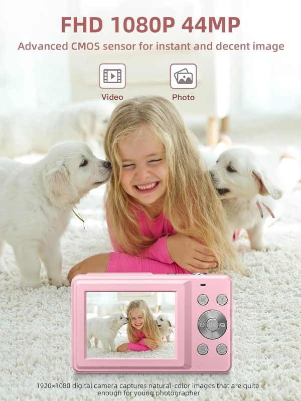 Digital Camera, FHD 1080P Camera, Digital Point and Shoot Camera with 16X Zoom Anti Shake, Compact Small Camera for Boys Girls Kids - Imagen 2