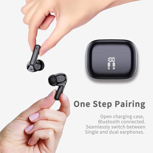 Wireless Earbuds, Bluetooth 5.4 Headphones in Ear with 4 ENC Noise Cancelling Mic, New Wireless Earphones HiFi Stereo Deep Bass 40H Playtime, In-Ear Bluetooth Earbuds LED Display IP7 Waterproof, USB-C - Imagen 6