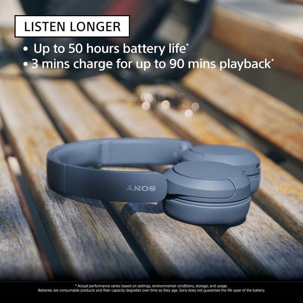 Sony WH-CH520 Wireless Headphones Bluetooth On-Ear Headset with Microphone, Blue - Imagen 2