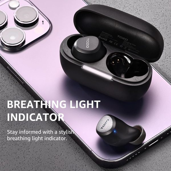 TOZO A1 Wireless Earbuds Bluetooth 5.3 Light Weight in Ear IPX5 Waterproof Headphones 2 Mic for AI Calls, Immersive Premium Sound Bass Headset with Charging Case, 32 Presets EQ Customization via App - Imagen 8